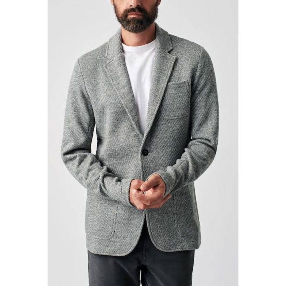 Faherty Inlet Knit Blazer Medium Grey Melange Office Business Sophisticated